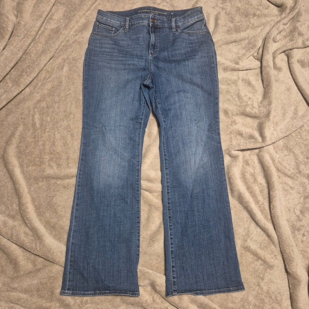 Chico's So Slimming Girlfriend Flare Jeans Blue Medium Wash Size 12R 2R